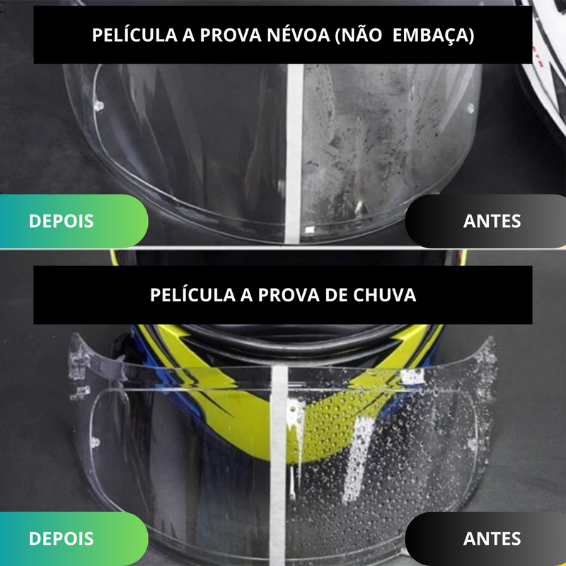 Película de Capacete a Prova de Chuva e Névoa (KIT c/ 2 peças)