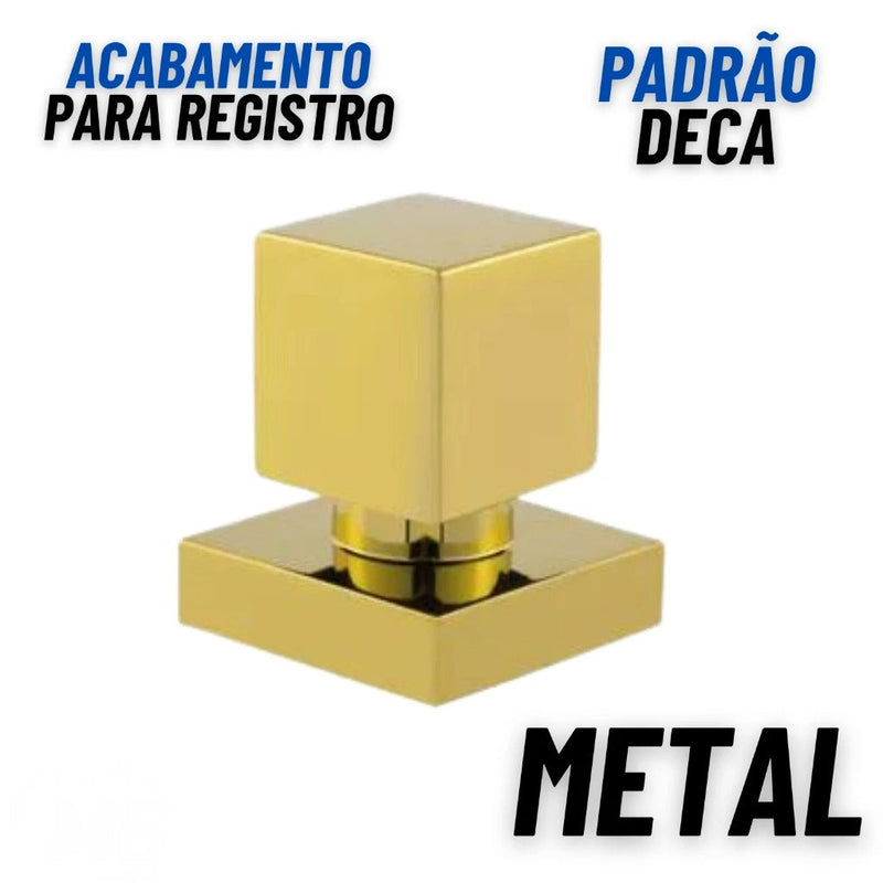 KIT 2 Acabamentos Quadrado De Metal Para Registro Pressão Gaveta Acabamento Dourado