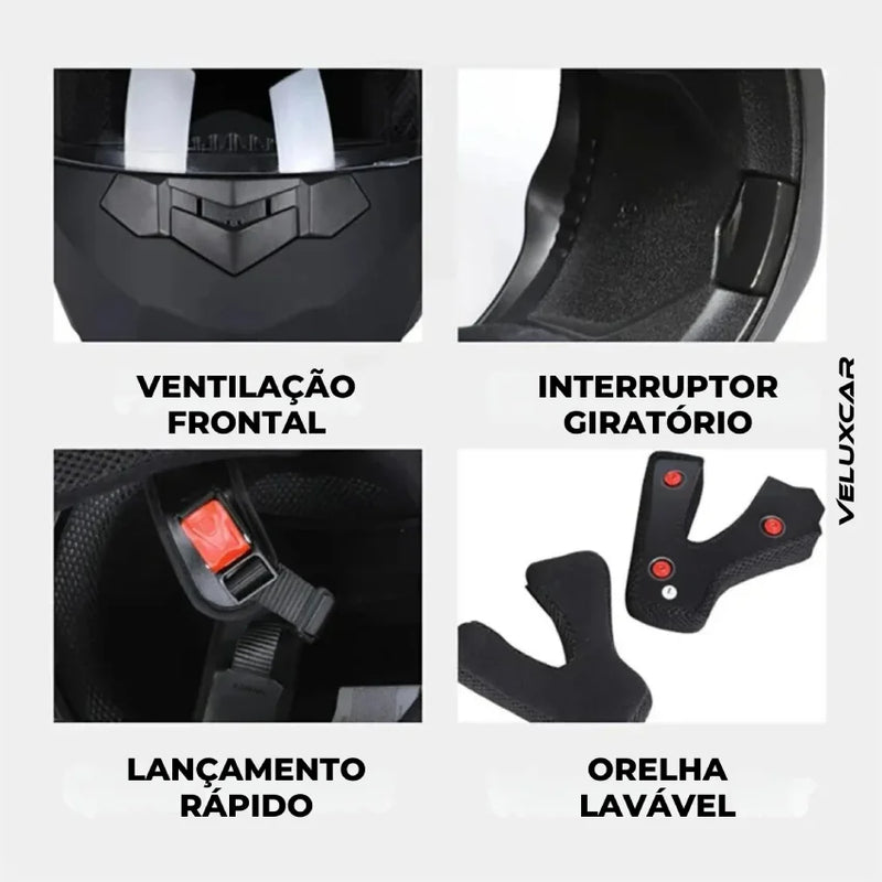 Capacete Fechado com Lente Dupla - RaceVelux™