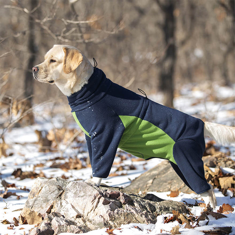 Macacão de cachorro de gola alta com lã polar à prova de vento e aquecimento de corpo inteiro