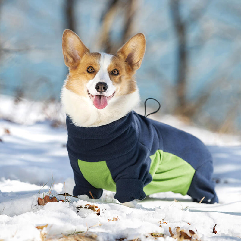 Macacão de cachorro de gola alta com lã polar à prova de vento e aquecimento de corpo inteiro