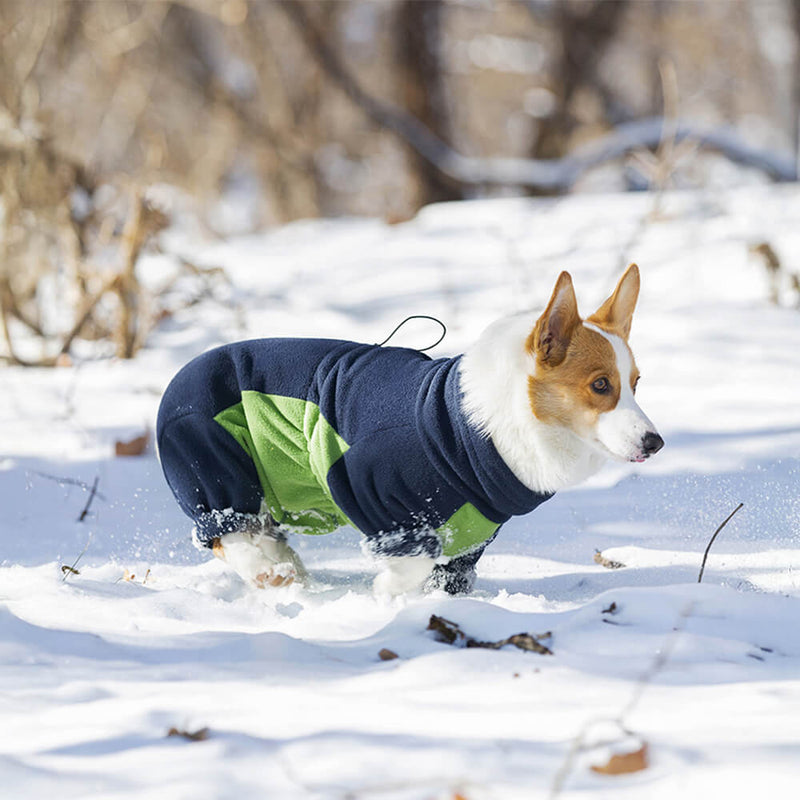 Macacão de cachorro de gola alta com lã polar à prova de vento e aquecimento de corpo inteiro