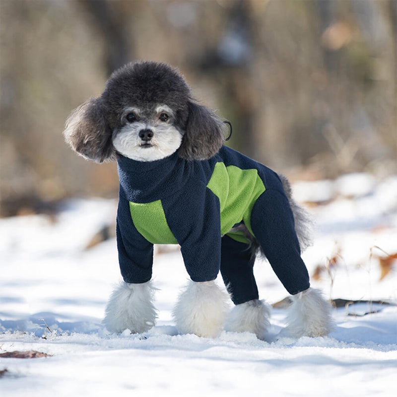 Macacão de cachorro de gola alta com lã polar à prova de vento e aquecimento de corpo inteiro