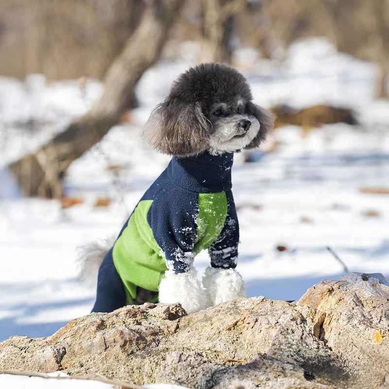 Macacão de cachorro de gola alta com lã polar à prova de vento e aquecimento de corpo inteiro