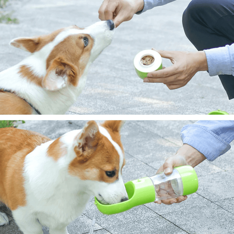 Garrafa de água portátil para pets 2 em 1