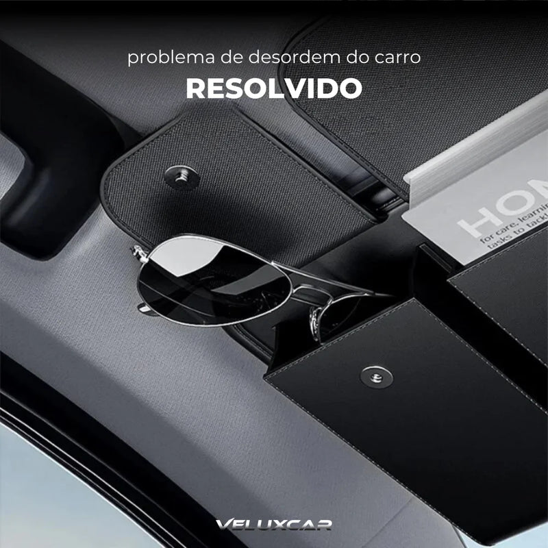 Organizador de Visor de Carro Luxuoso | Armazenamento em Couro PU - VeluxStorage™