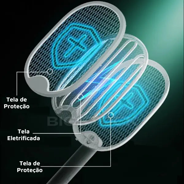 Raquete Mata-Mosquito Elétrica Com Ions de Atração BStocker