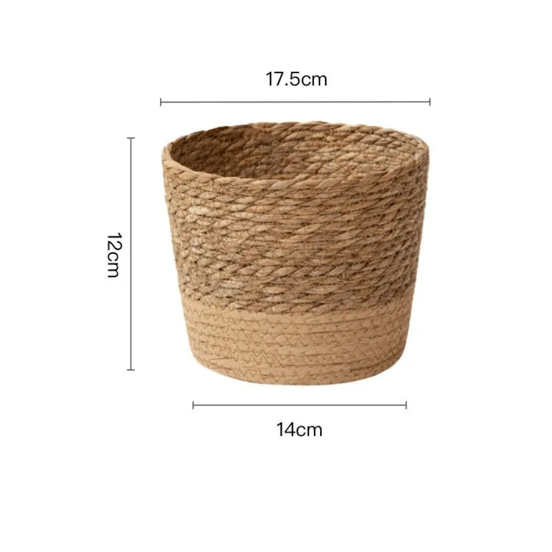 Cesto Floreira Artesanal de Palha e Rattan – Vaso Decorativo de Vime para Jardim e Armazenamento