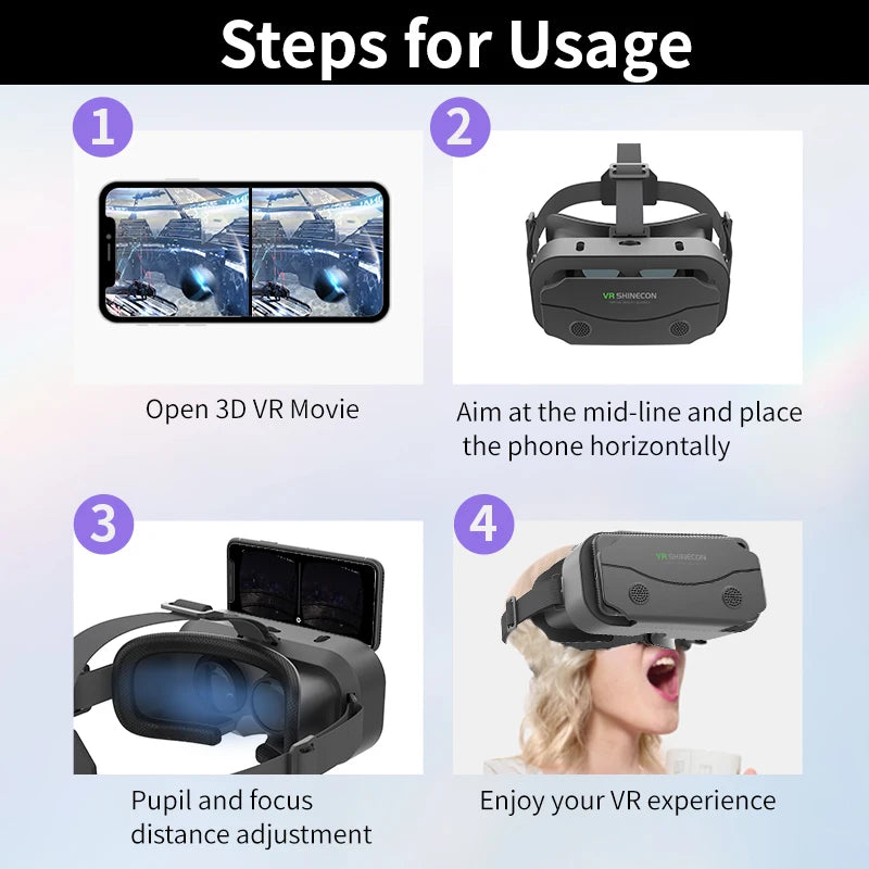 Óculos VR (Realidade Virtual) Headset Dispositivos Viar Capacete Lentes 3D Óculos Inteligentes para Smartphones Acessório de Jogo para Celular