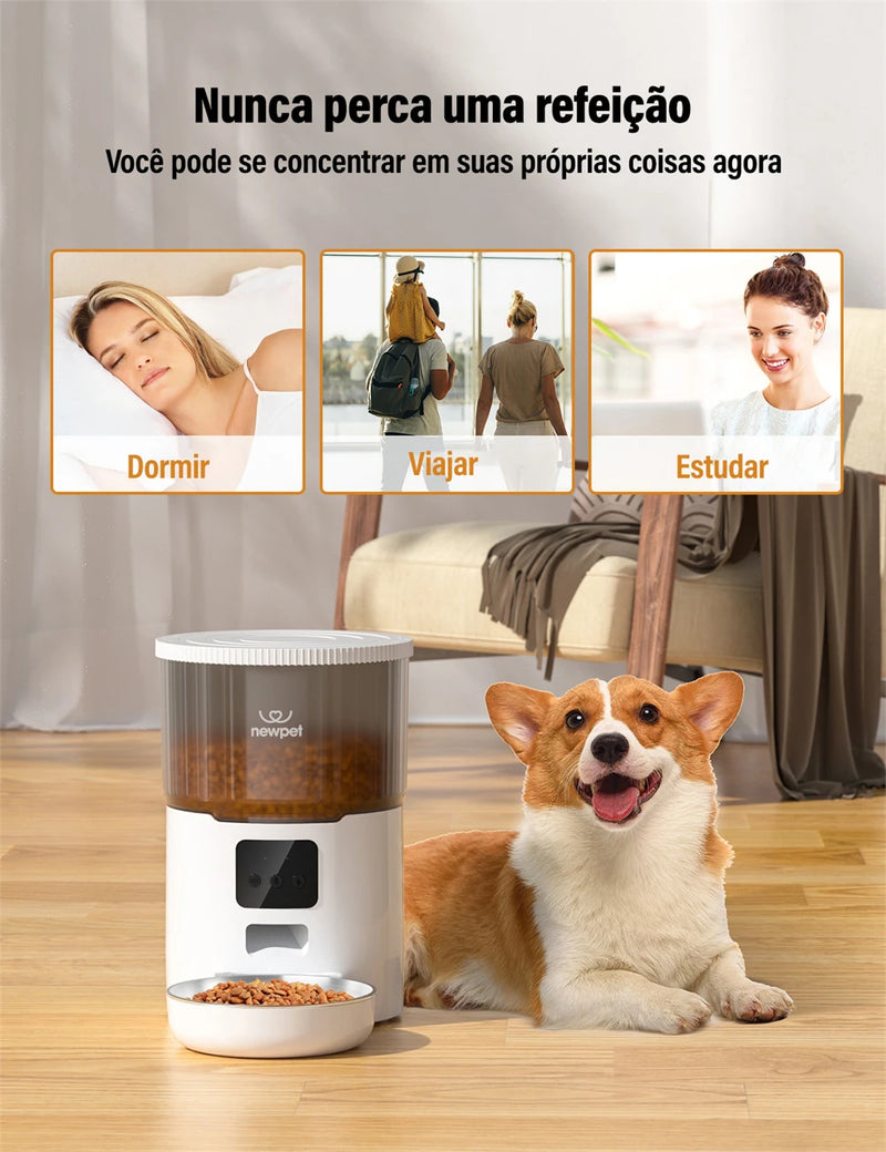 Alimentador Automático para Animais de Estimação, 4l, Wi-Fi, Inteligente.