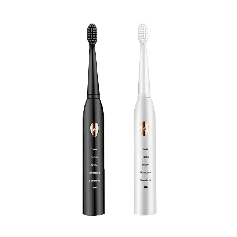 Jianpai-Toothbrush elétrico acústico clássico para adulto, modo 5-Gear, carregamento USB, IPX7 impermeável, preto e branco