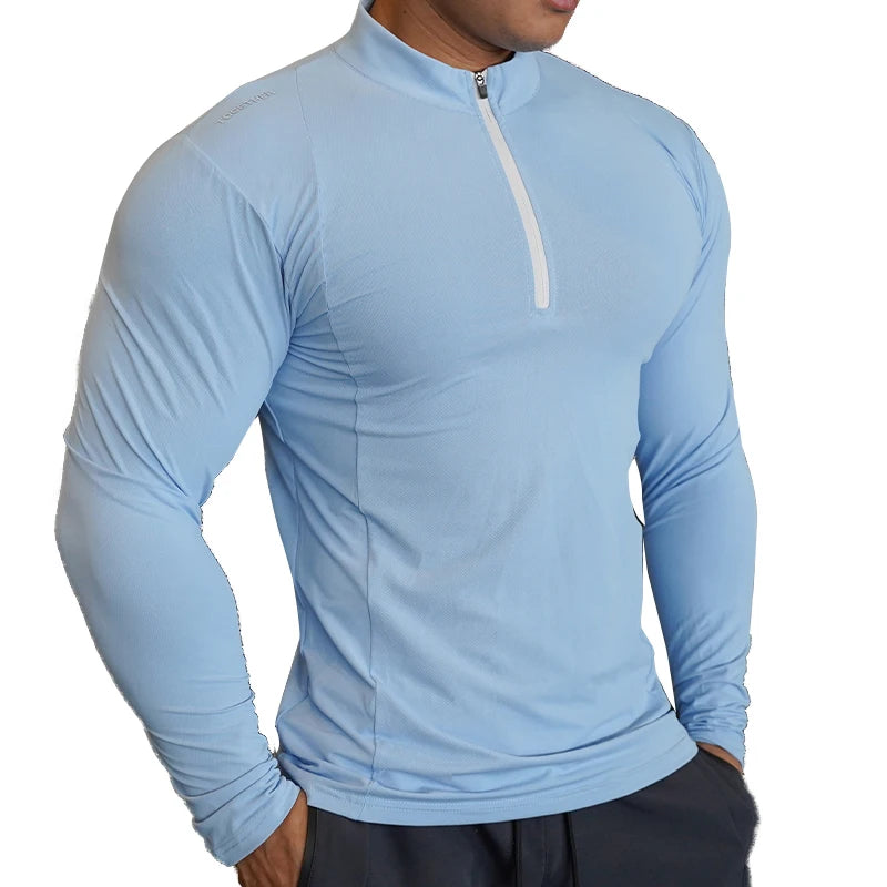 Camiseta de Manga Longa de Compressão Outono para Homens, T-shirt de Corrida, Fitness, Elástica, de Secagem Rápida, Confortável, para Treinamento de Musculação e Esportes