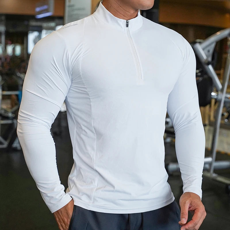 Camiseta de Manga Longa de Compressão Outono para Homens, T-shirt de Corrida, Fitness, Elástica, de Secagem Rápida, Confortável, para Treinamento de Musculação e Esportes