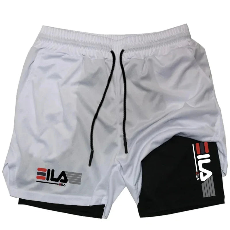 Shorts Esportivos Masculinos Two-in-One, Respirável, Casuais, de Secagem Rápida, para Corrida e Esportes de Verão