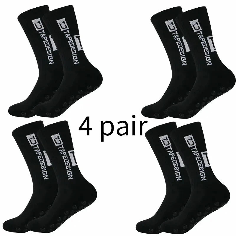 4 Pares de Meias de Futebol para Homens e Mulheres, Meias Esportivas, Antiderrapantes, com Silicone, Respirável, Absorção de Suor