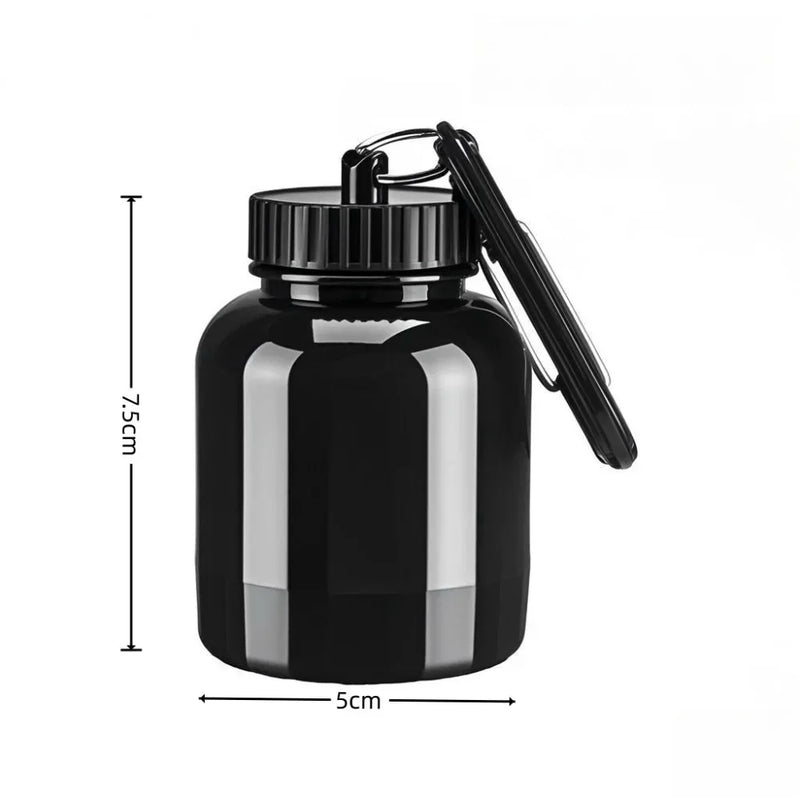 Coador de Pó de Proteína e Suplemento 100ML com Chaveiro, Recipiente Portátil para Academia, Treinos, Fitness e Viagens.