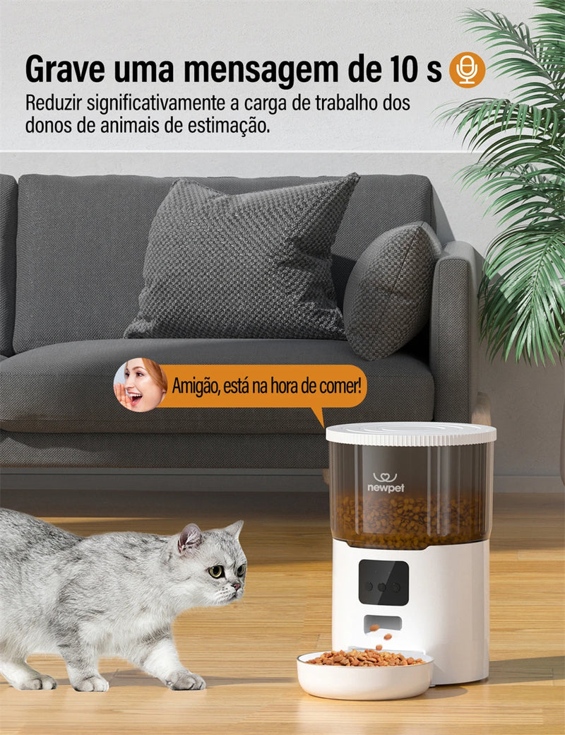 Alimentador Automático para Animais de Estimação, 4l, Wi-Fi, Inteligente.