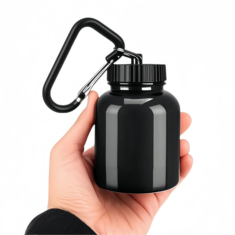 Coador de Pó de Proteína e Suplemento 100ML com Chaveiro, Recipiente Portátil para Academia, Treinos, Fitness e Viagens.