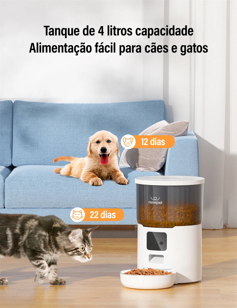 Alimentador Automático para Animais de Estimação, 4l, Wi-Fi, Inteligente.