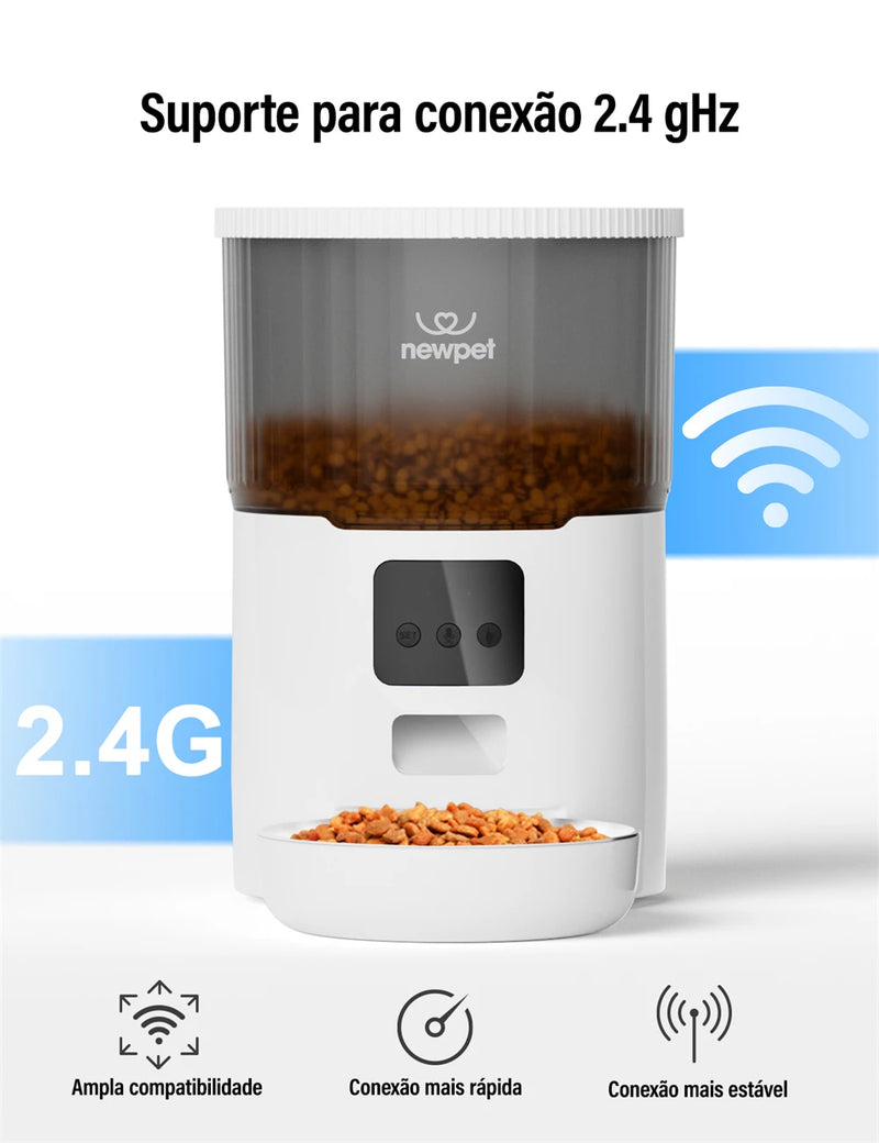 Alimentador Automático para Animais de Estimação, 4l, Wi-Fi, Inteligente.