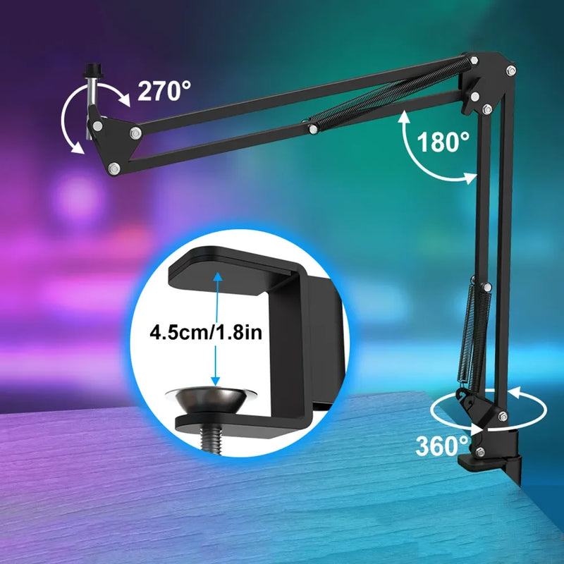 Microfone Profissional USB para Streaming e Podcast, Mic Condensador Cardióide de Estúdio com Suporte Articulado para Gravação no PC, para Twitch e YouTube