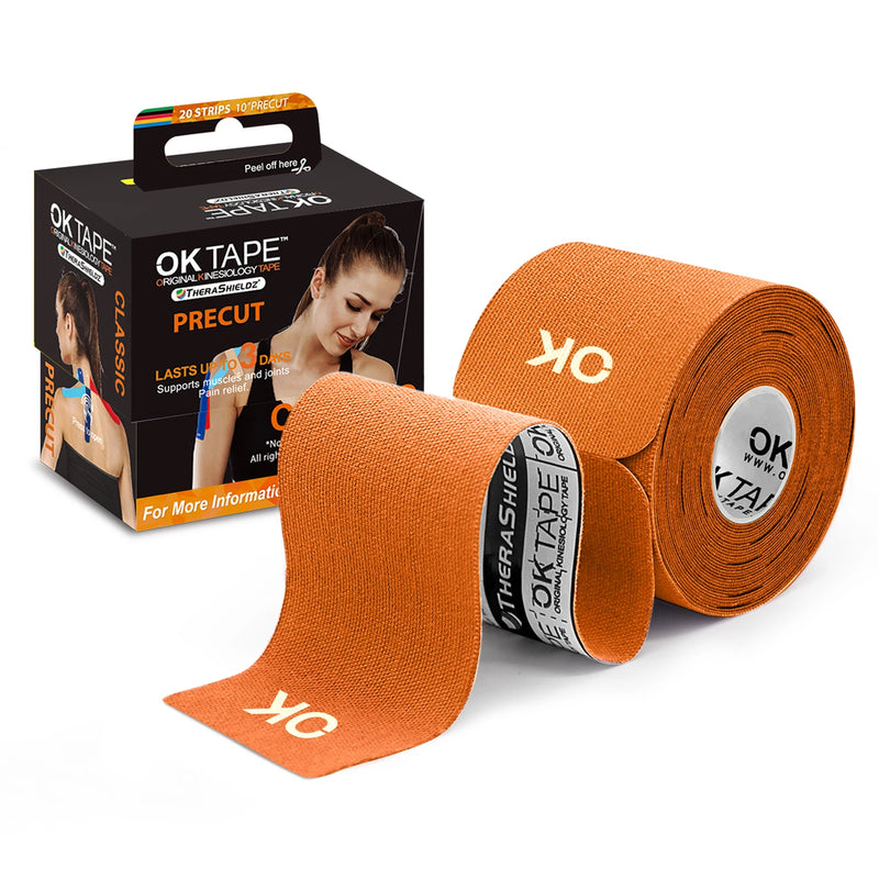 Fita Kinesio 5CM X 5M Preciada, 20 Tiras, Bandagem Elástica para Atividade Física Sem Látex, Para Tornozelo, Joelho, Dedo, Braço e Academia.