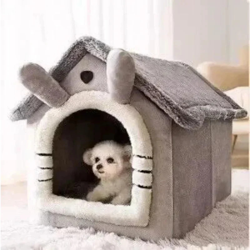 Cama Macia para Pets com Almofada Removível Casa Quente para Cães