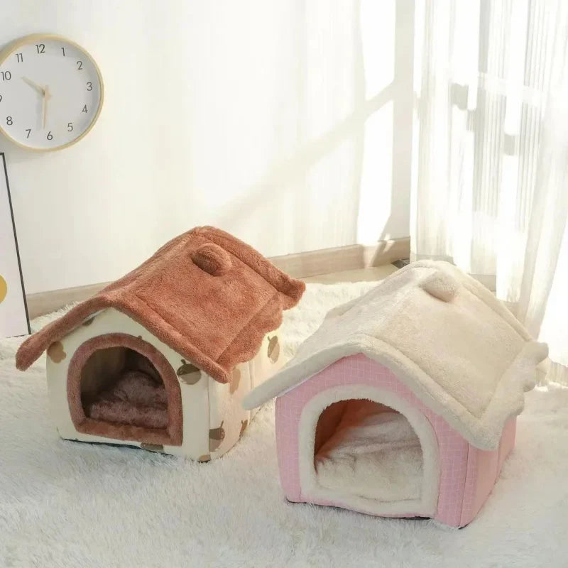 Casa de Inverno para Pets com Almofada Removível Cama de Gato Macia