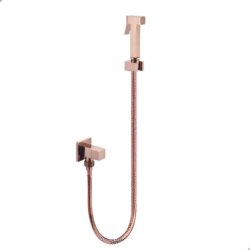 Ducha Higiênica De Banheiro Luxo Quadrada Metal Rose Gold