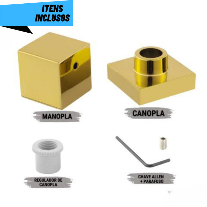 KIT 2 Acabamentos Quadrado De Metal Para Registro Pressão Gaveta Acabamento Dourado