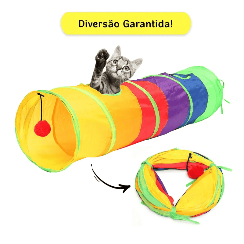 Túnel interativo portátil para gatos