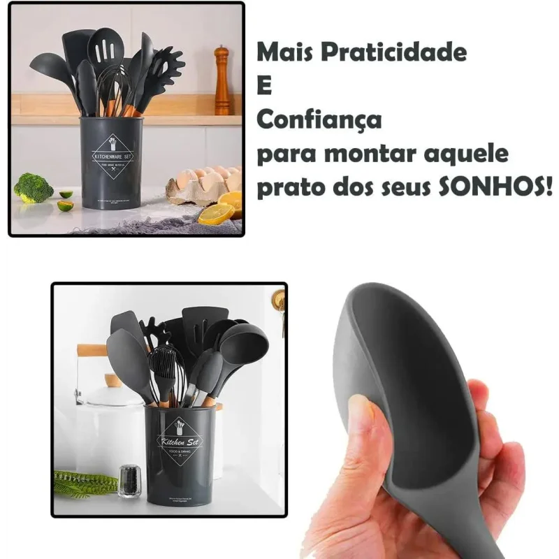 Jogo Kit C/12 Peças Lenogue: Utensílios de Cozinha com Toque de Elegância