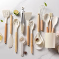 Kit Utensílios de Cozinha 14 Peças Silicone Com Organizador