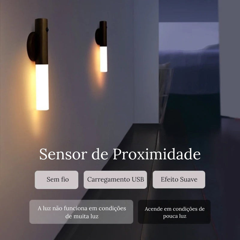 Luminária De Parede Sem Fio Luz Led Recarregável Com Sensor Movimento