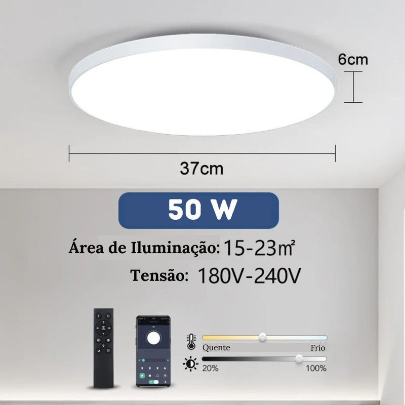 Luminária de Teto Plafon Led Sobrepor Redondo Moderno Com Controle