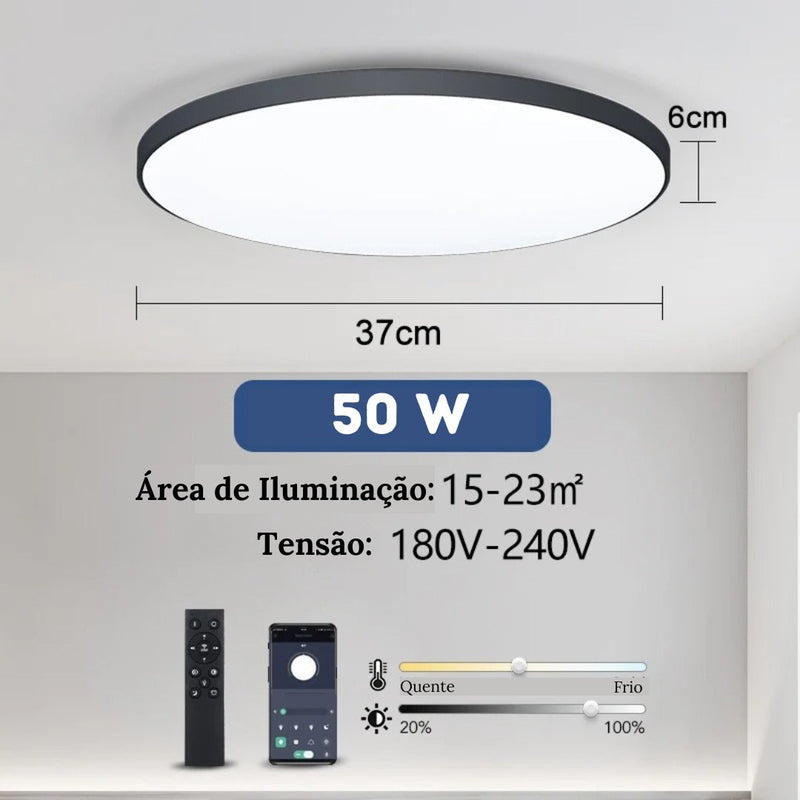 Luminária de Teto Plafon Led Sobrepor Redondo Moderno Com Controle