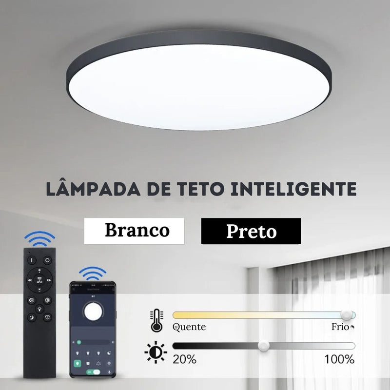 Luminária de Teto Plafon Led Sobrepor Redondo Moderno Com Controle