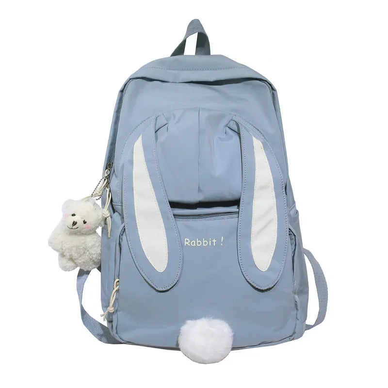 Mochila Escolar de Nylon com Estampa de Coelho Lenogue