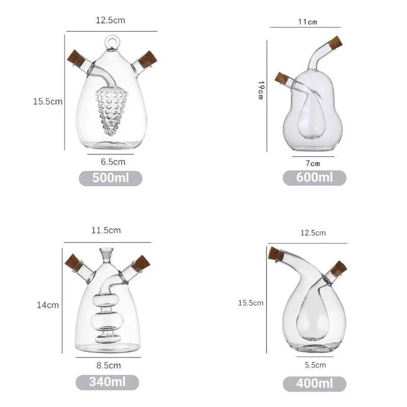 Porta Azeite e Vinagre de Vidro com Cortiça 2 em 1 Lenogue
