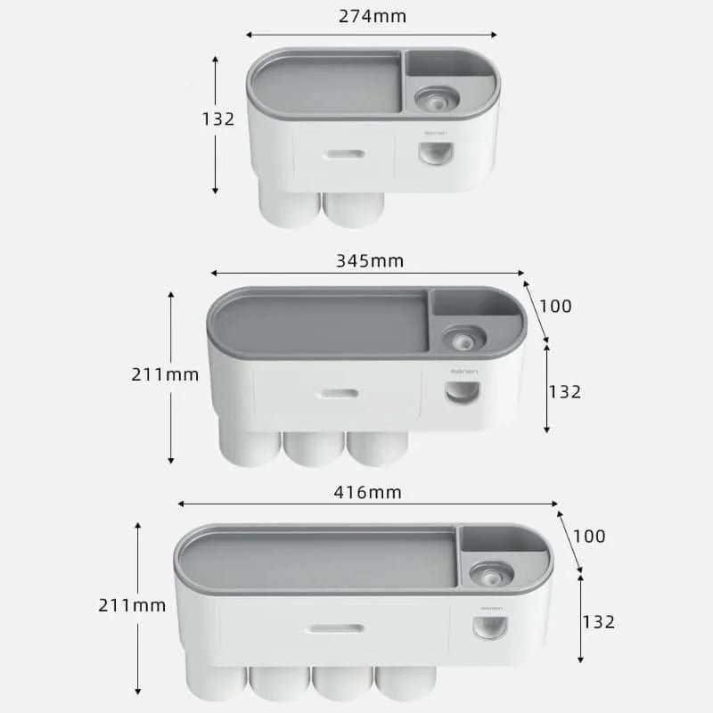 Porta Escova de Dente Dispenser com Gaveta e Copos Lenogue