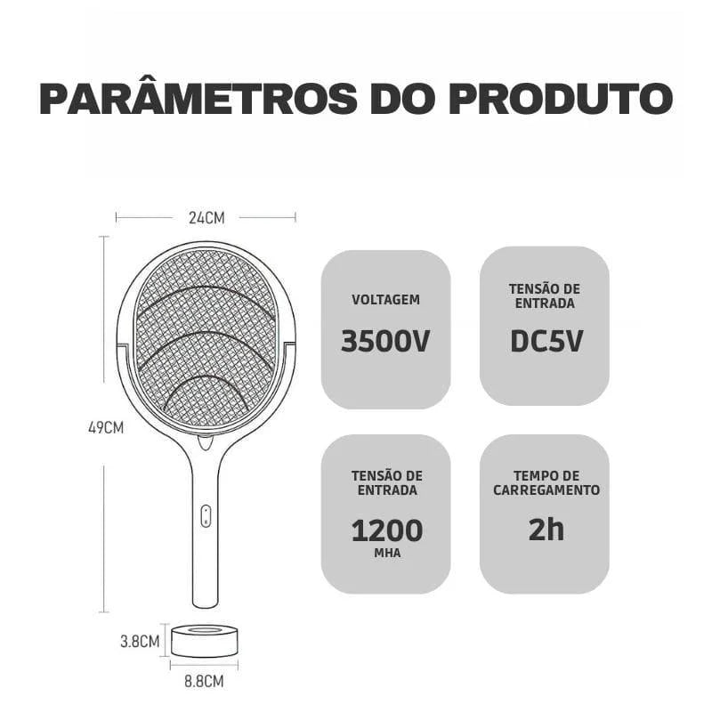 Raquete Elétrica e Armadilha Mata Mosquito Lenogue