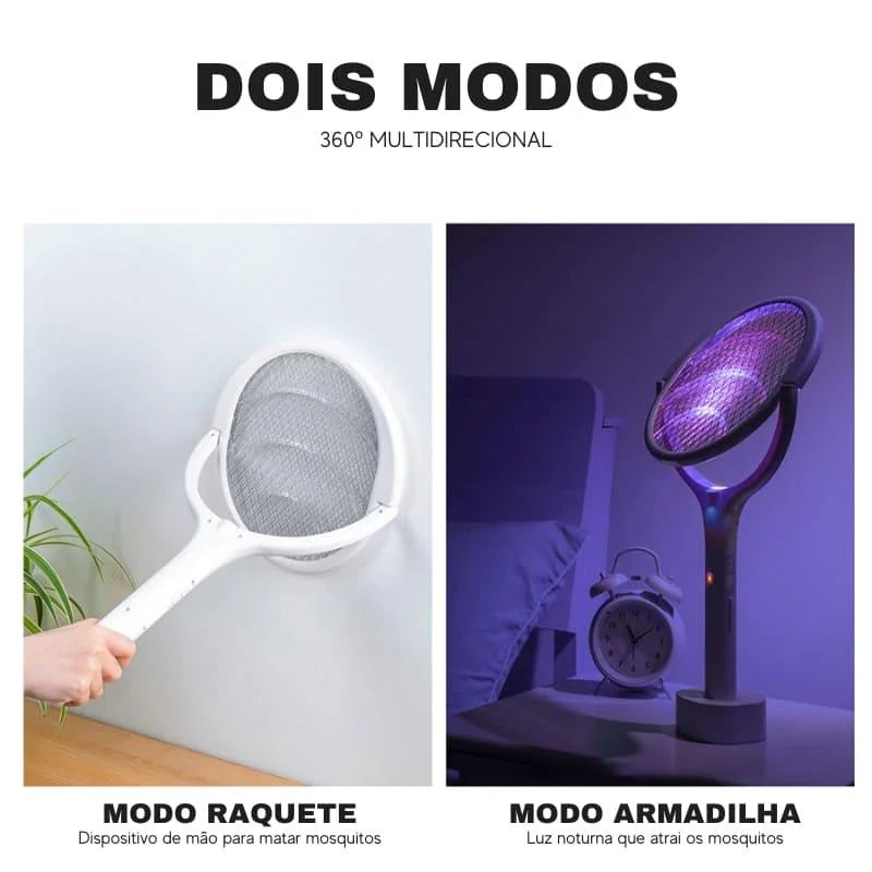 Raquete Elétrica e Armadilha Mata Mosquito Lenogue