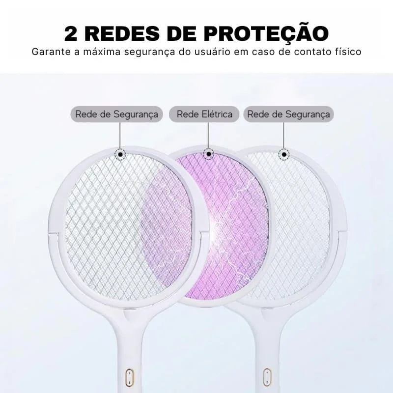 Raquete Elétrica e Armadilha Mata Mosquito Lenogue