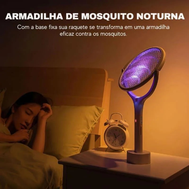 Raquete Elétrica e Armadilha Mata Mosquito Lenogue