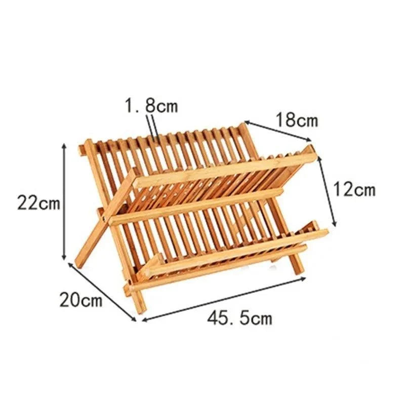 Suporte de Bambu Dobrável para Secagem de Pratos